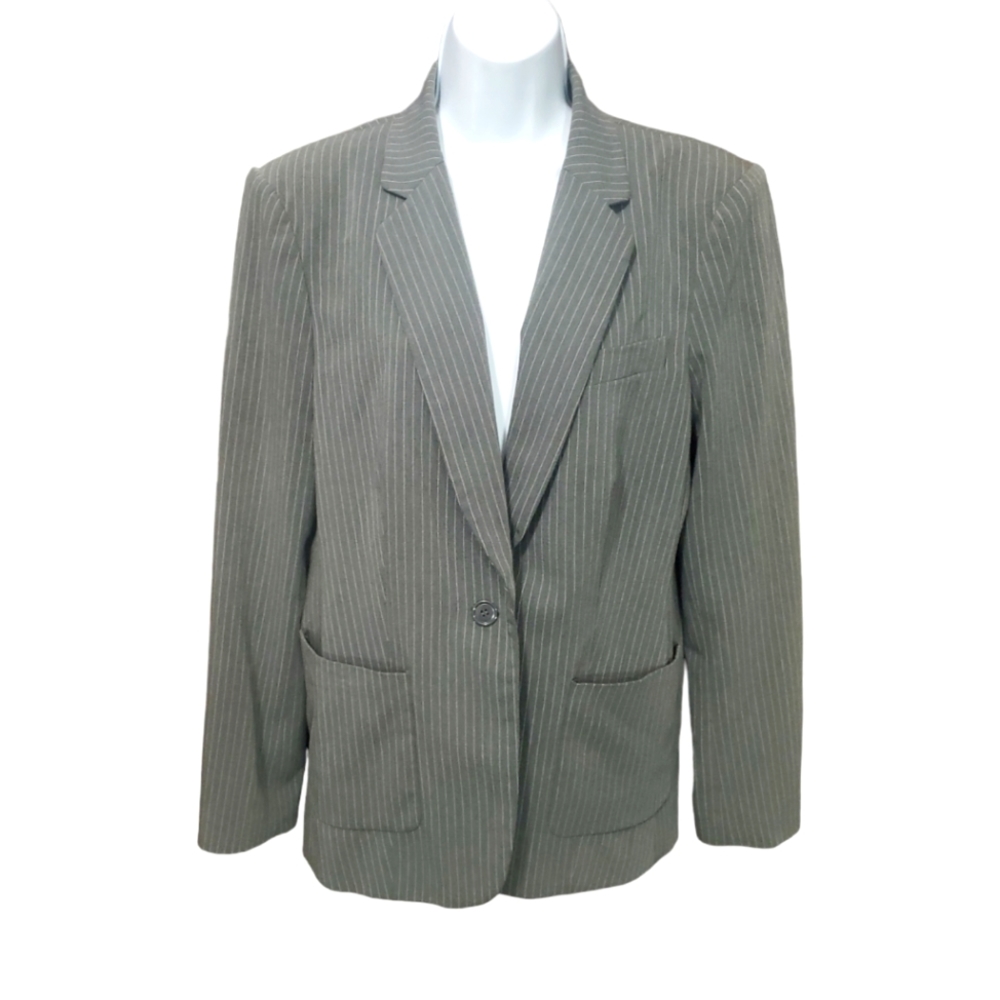 Body by Victoria Striped Gray Blazer
